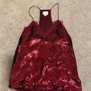 Cami NYC Deep Red Lace-Trimmed Top